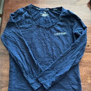 Women’s Calvin Klein Deep Blue Long Sleeve Pajama Shirt